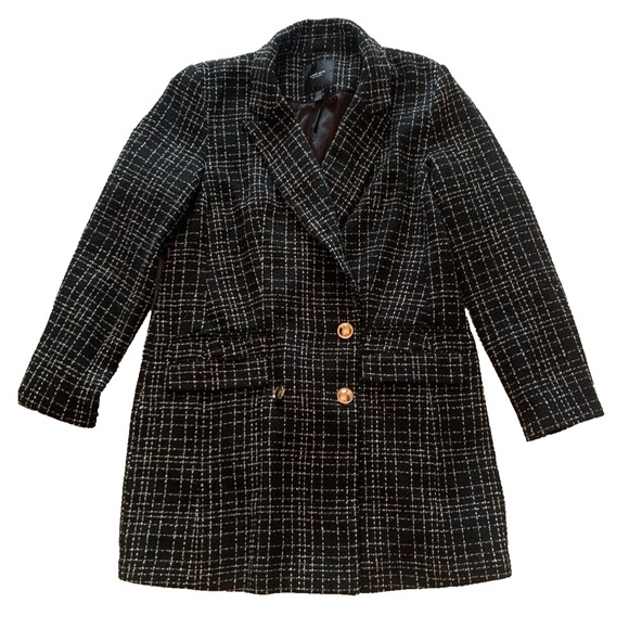 Ever New Melbourne Jacket Womens 12 Cottage Core Dark Plaid Double Breasted Coat - Picture 5 of 15